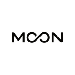 Black 'MOON' logo on a white background