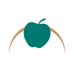 Teal apple icon on a white background